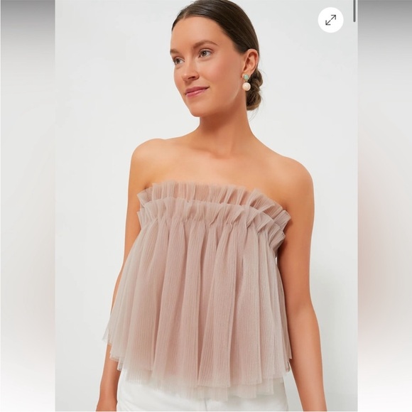 Tuckernuck Tops - NWT HYACINTH HOUSE blush tulle top pink sz XS flaws strapless